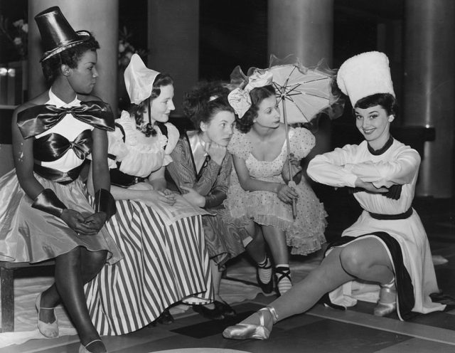 Audrey Hepburn sat with Cherry Adele, Jean Baylis, Gillian Moran and Sylvia Russell
