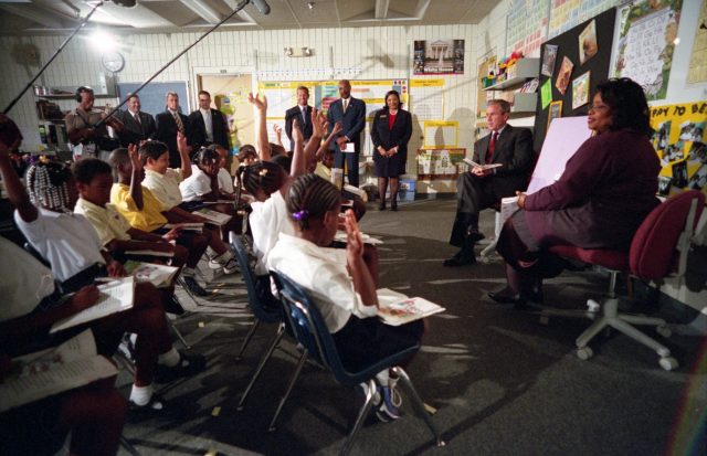 George Bush at Emma Booker elementary school 