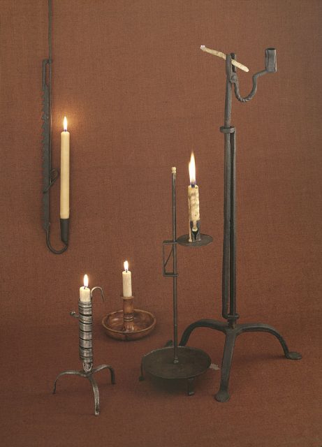 The items shown include a wooden traveling candlestick, probably <a href=