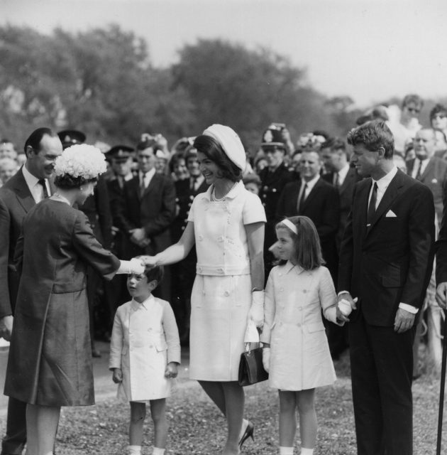 JFK Jr., Jacqueline Kennedy, Caroline Kennedy meeting the Queen 