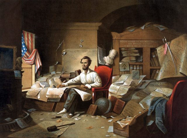Lincoln writing emancipation proclamation