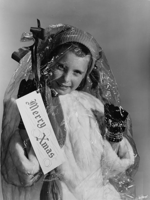 Margaret O'Brien wrapped like a Christmas present