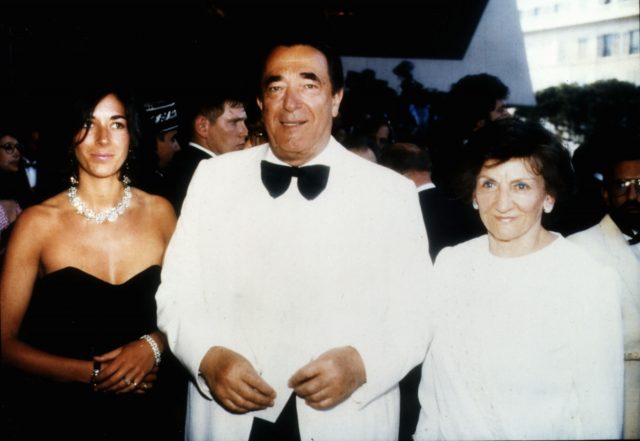 Ghislaine Maxwell, Robert Maxwell, and Elisabeth Maxwell circa 1990