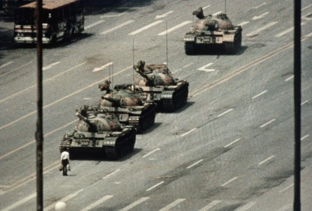 Protester in Tiananmen Square 