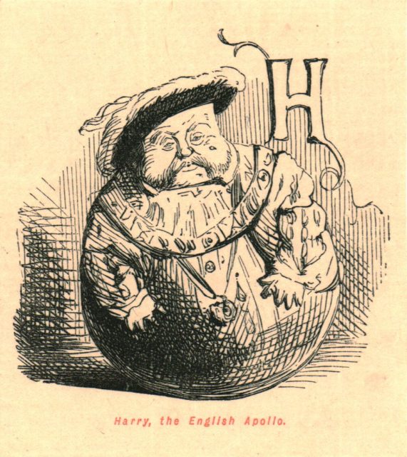 An obese King Henry VIII portrayed as a roly-poly toy