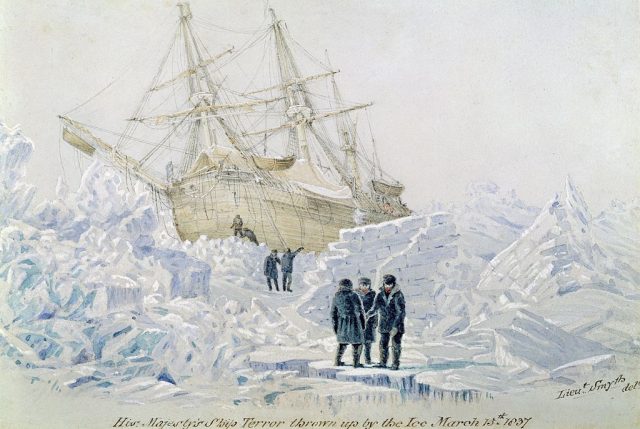 The HMS Terror in the ice in Hudson Bay
