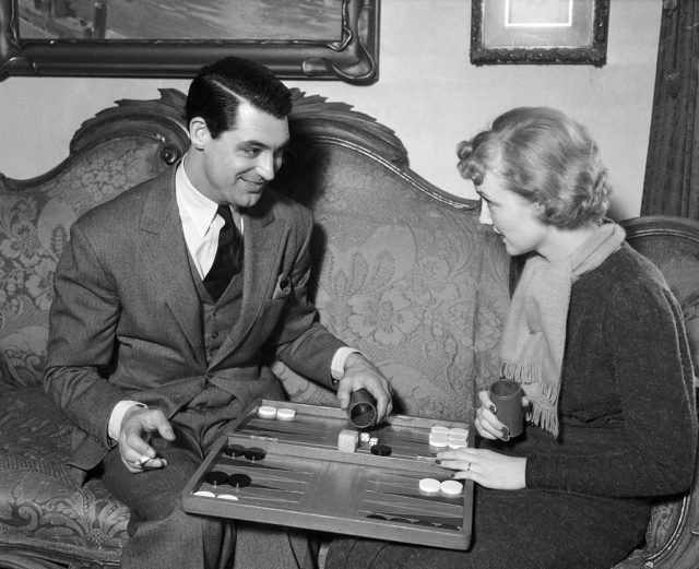 Cary Grant and Virginia Cherrill playing Backgammon