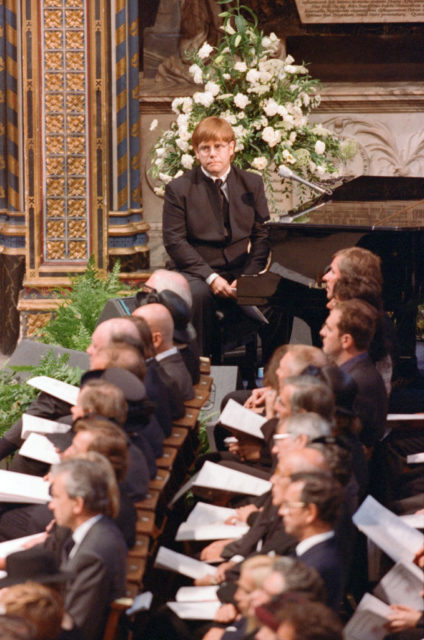 Sir Elton John at the funeral