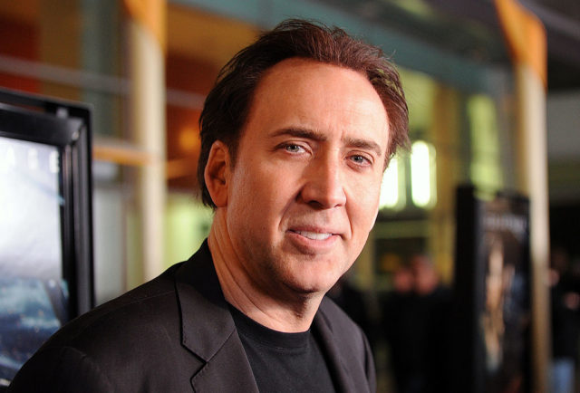 Nic Cage looks into the camera