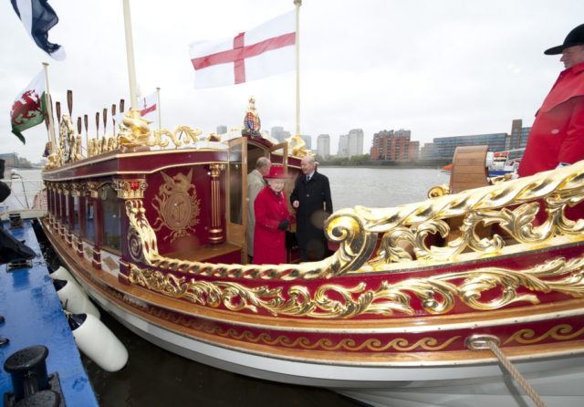 Queen Elizabeth and Prince Philip on the Royal Rowbarge