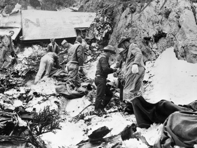 Soldiers investigating the wreckage
