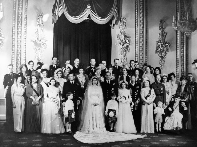 Portrait of Queen Elizabeth II's wedding party