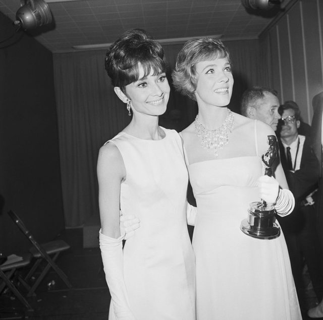 Audrey Hepburn and Julie Andrews at the 1965 Academy Awards
