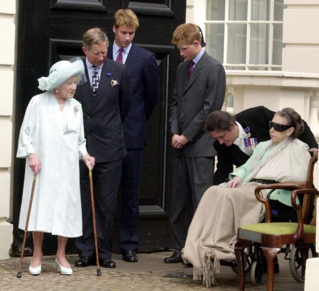 Princess Margaret in a wheelchair at the Queen Mother's 101st birthday 