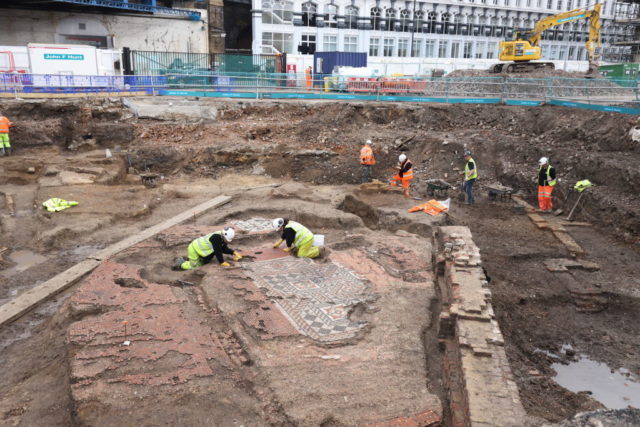 Archaeologists working at the Southwark excavation site in London