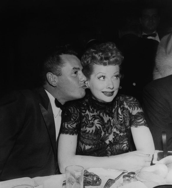 Lucille Ball and Desi Arnaz at the 1955 Emmys 