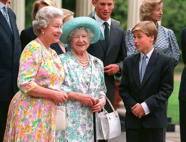 Queen Elizabeth II and Prince William with the Queen Mother