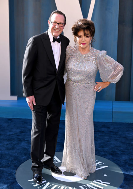 Joan Collins and Percy Gibson at the 2022 Vanity Fair Oscar Party 