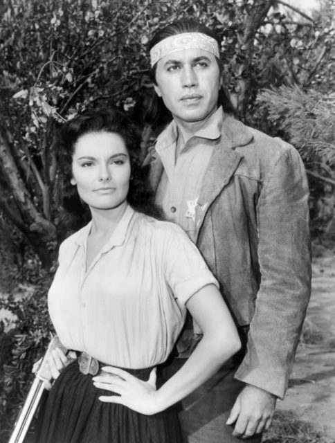 Photo of Michael Ansara as Sam Buckman and guest star Suzanne Lloyd from the television program Law of the Plainsman (Photo Credit: ABC Television – eBay item, Public Domain)