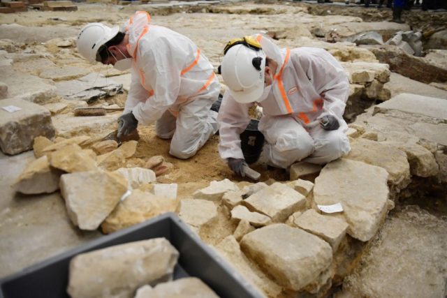 Archaeologists excavating the floor of the Notre Dame cathedral