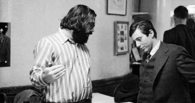 Francis Ford Coppola and Al Pacino discussing a scene