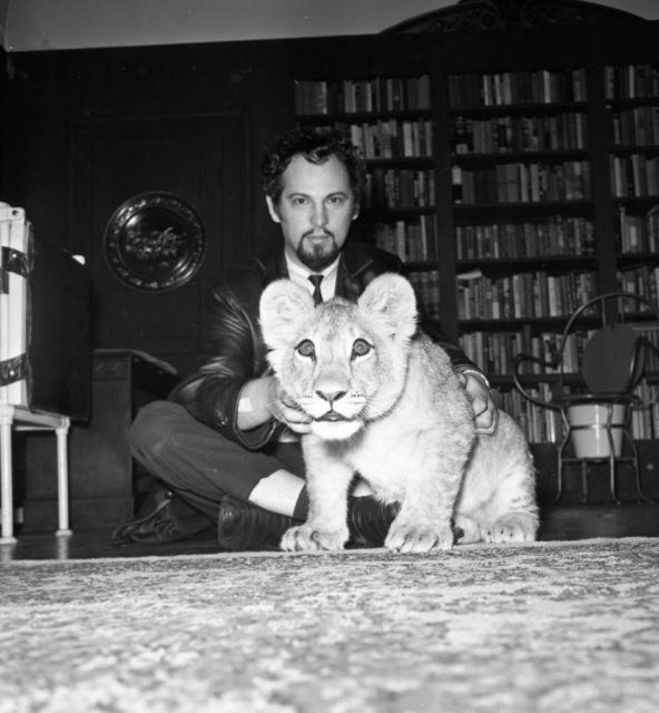 Anton LaVey with his Pet Lion