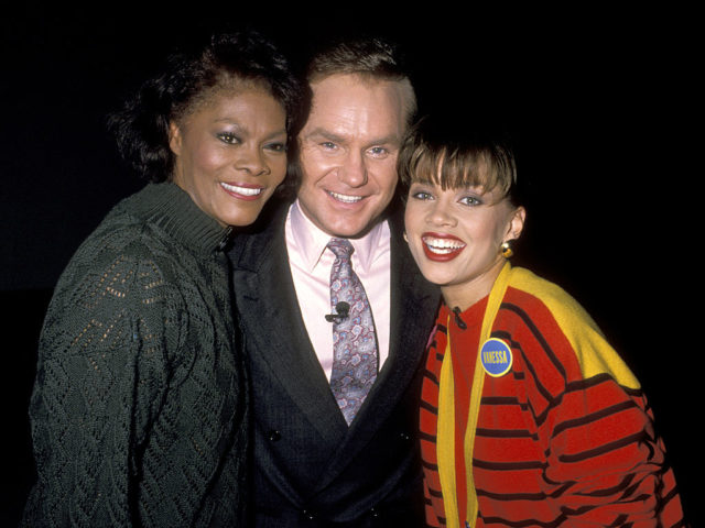 Dionne Warwick, Ray Combs, and Vanessa Williams filming Family Feud in 1989