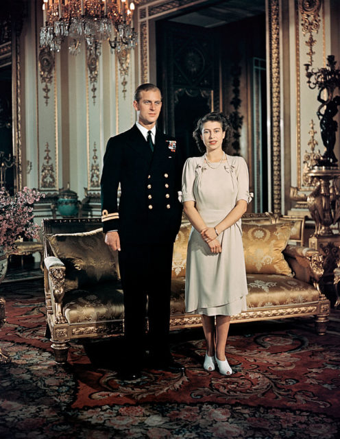 Princess Elizabeth stands with her fiance, Lieutenant Philip Mountbatten
