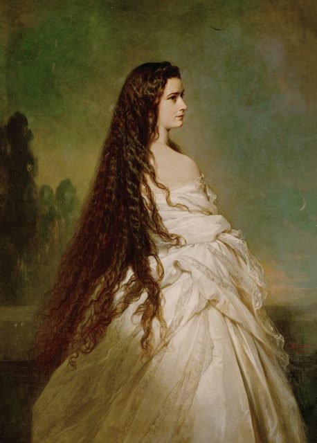 Empress Elisabeth of Austria with flowing hair. Oil on canvas, 1846. 