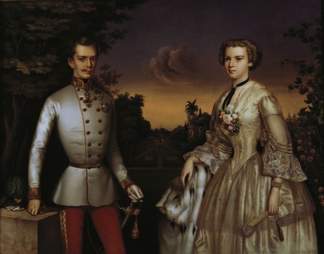 Portrait of the emperor Franz Joseph and his wife Empress Elisabeth. 