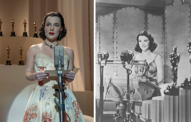 Katie McGuinness as Vivien Leigh and Vivien Leigh at the Oscars 