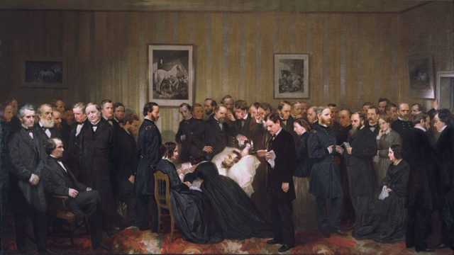 painting depicting the last hours of Abraham Lincoln