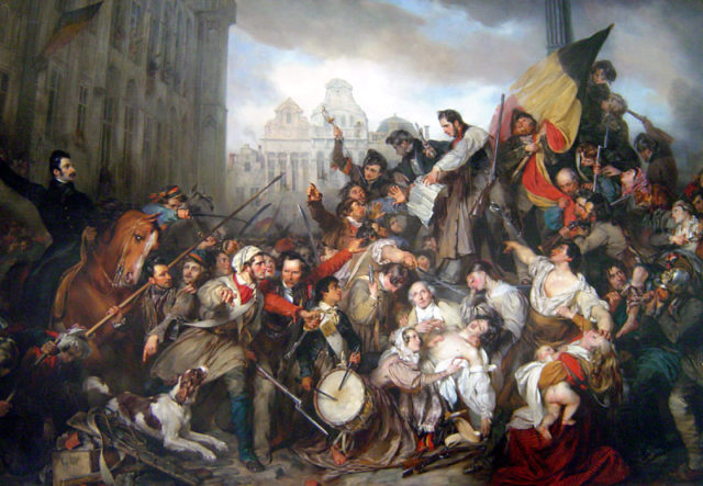 Painting of the Belgian Revolution in Brussels by Egide Charles Gustave Wappers