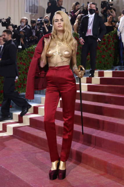 Model and actress Cara Delevingne on the MET Gala Red Carpet.