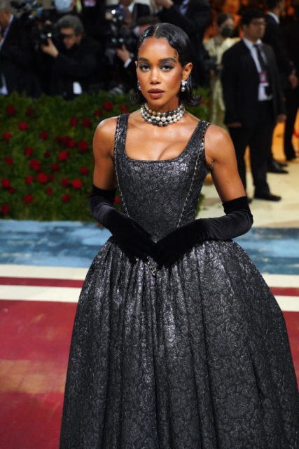 Actress and model Laura Harrier on the MET Gala Red Carpet. 