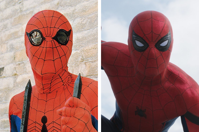 Side-by-side of Spider-man from the 1970s and 2016, respectively