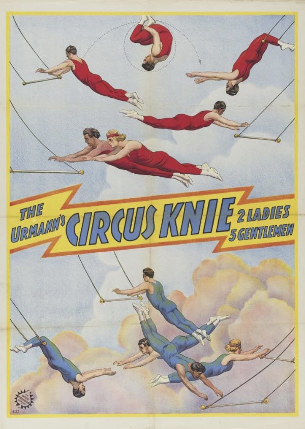 1927 The Urmann's Circus Knie. 2 ladies. 5 gentlemen