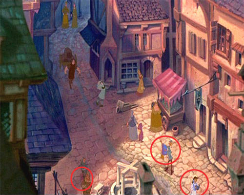 Belle, Aladdin's magic carpet, and Pumbaa make cameo appearance during the song 'Out There' in the Hunchbank of Notre Dame