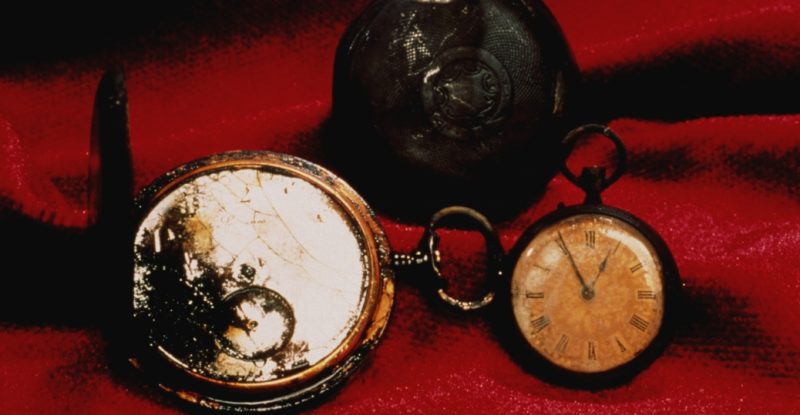 Found among the wreckage of the Titanic were thousands of personal items belonging to the ship and its passengers. Pictured is a collection of pocket watches.