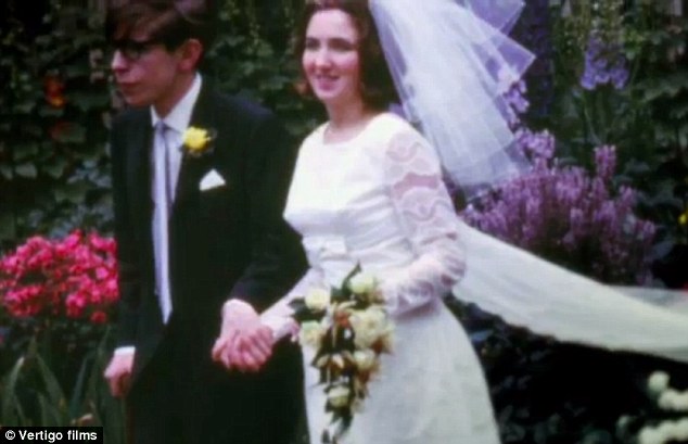 Hawking on his wedding day to first wife Jane Wilde.