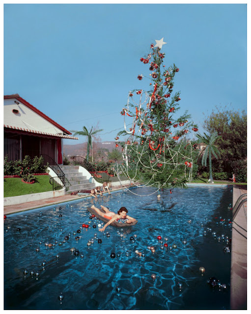 This is what a Christmas tree in a swimming pool looked like in 1957.