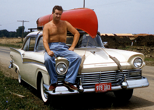 This is what a canoe on a 1957 Ford Fairlane 500 looked like in 1957.