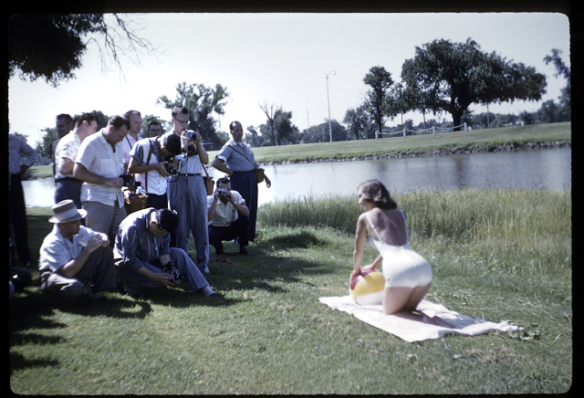 This is what a photoshoot at a photo club looked like in 1957.