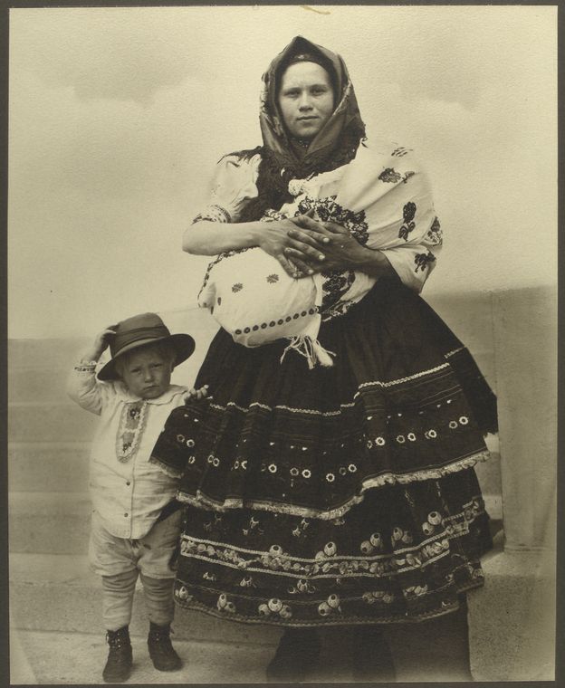 A Slovak woman with her child