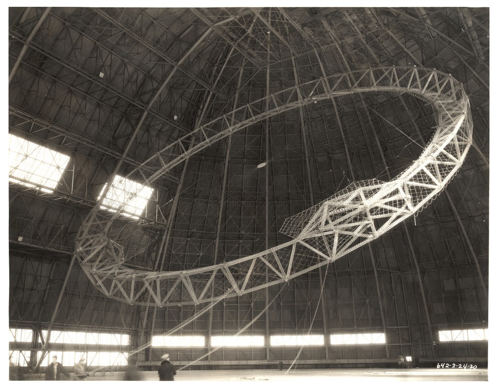 Photograph Rising the First Main Frame of a Dirigible, ca. 1933