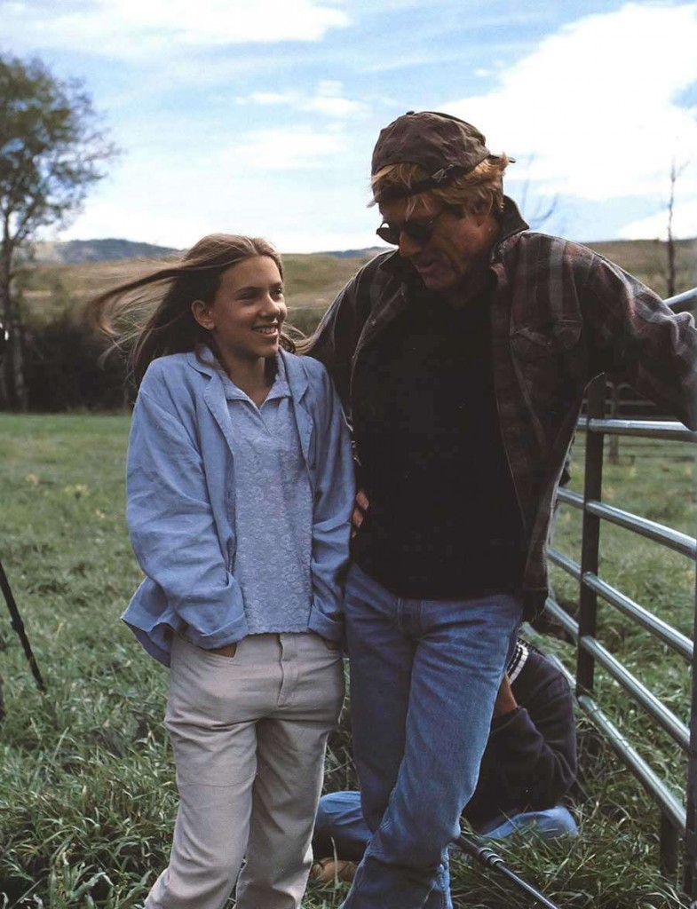 Robert Redford and Scarlett Johansson on the Set of The Horse Whisperer