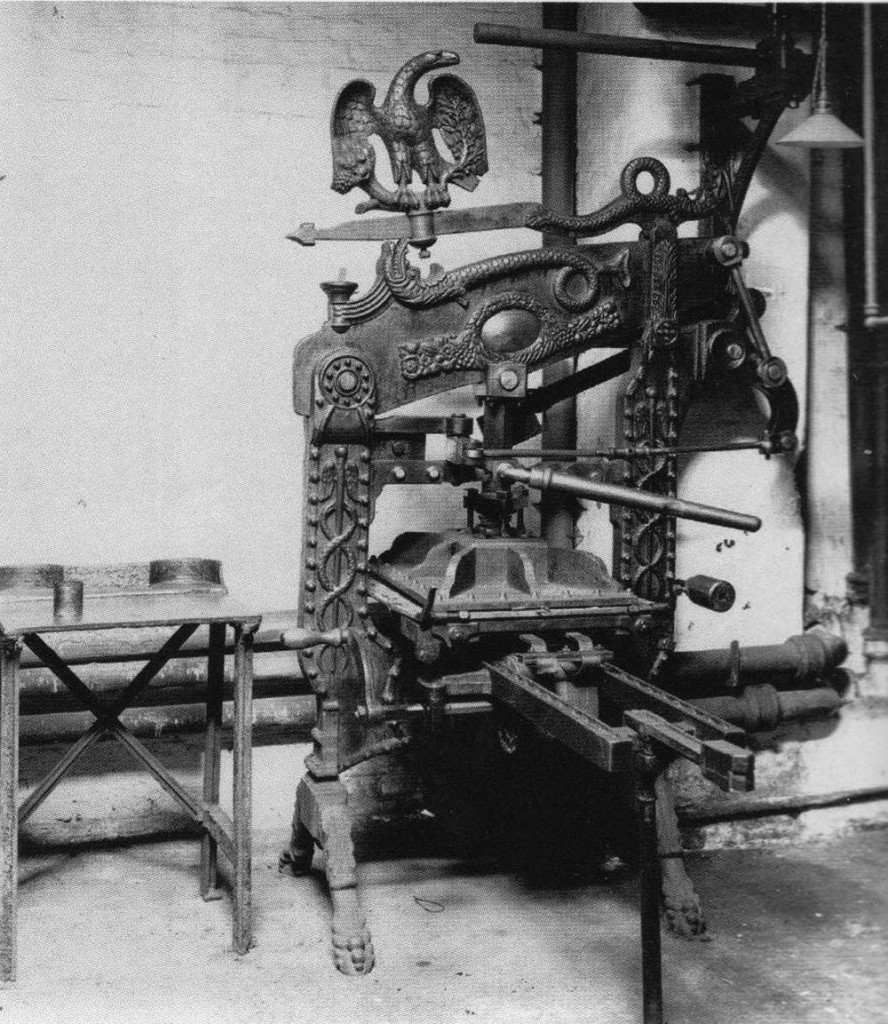 Printing press, 20-22 Millbank Street, 1906.