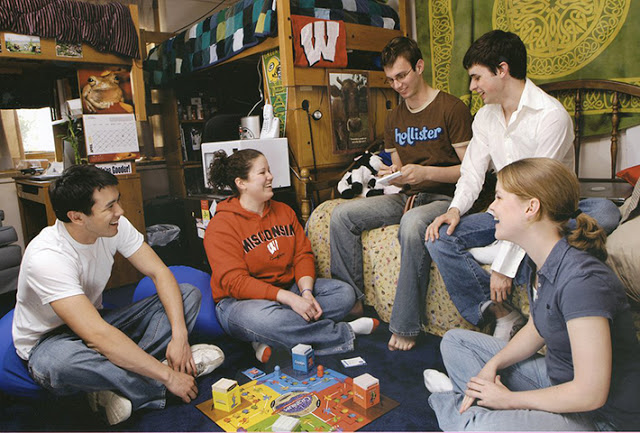 Residents in Slichter Hall playing Cranium, 2005.