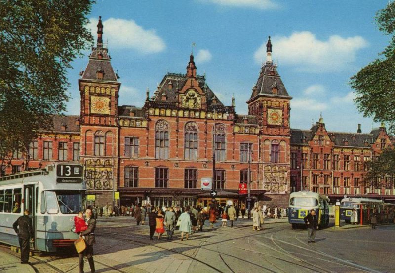 Stationsplein in front of Amsterdam`s Central Station, 1968