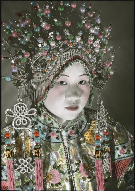 A woman wearing a headdress